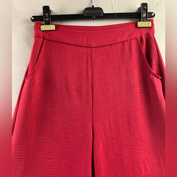 Burgundy Split Thigh Wide Leg Pants - Picture 8 of 8